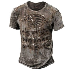 Camiseta T-Shirt Masculina Vintage Manga Curta Impressão 3D