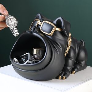 BadDoguinho, buldogue francês, porta treco com bandeja e boca para armazenamento para decoração