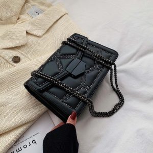 Bolsa de Ombro Preta Couro Sintético