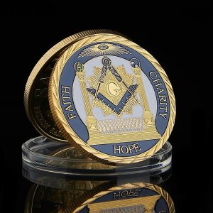 Tokens de 1OZ da Maçonaria Maçônica e Esperança Maçônica: Fé Caridade Ouro